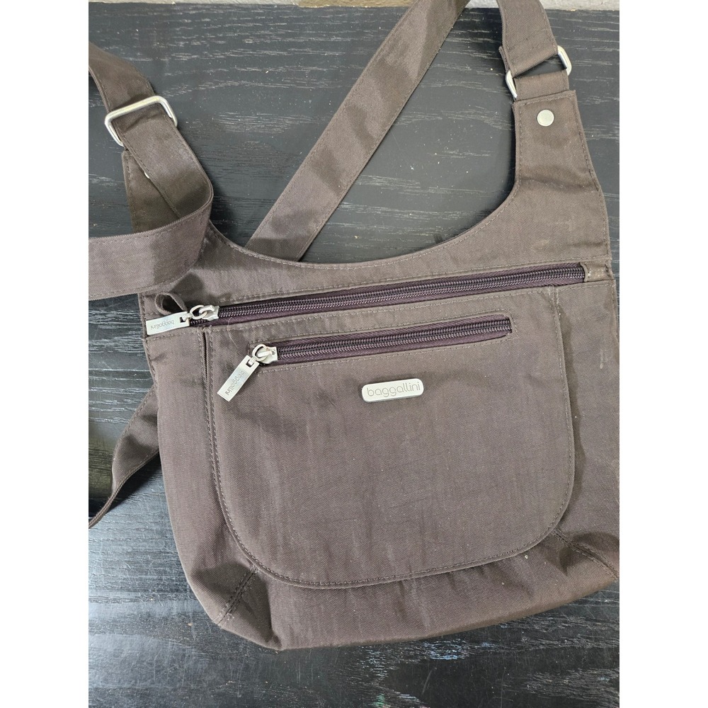 Baggallini Brown Nylon Travel Everyday Crossbody Bag Small